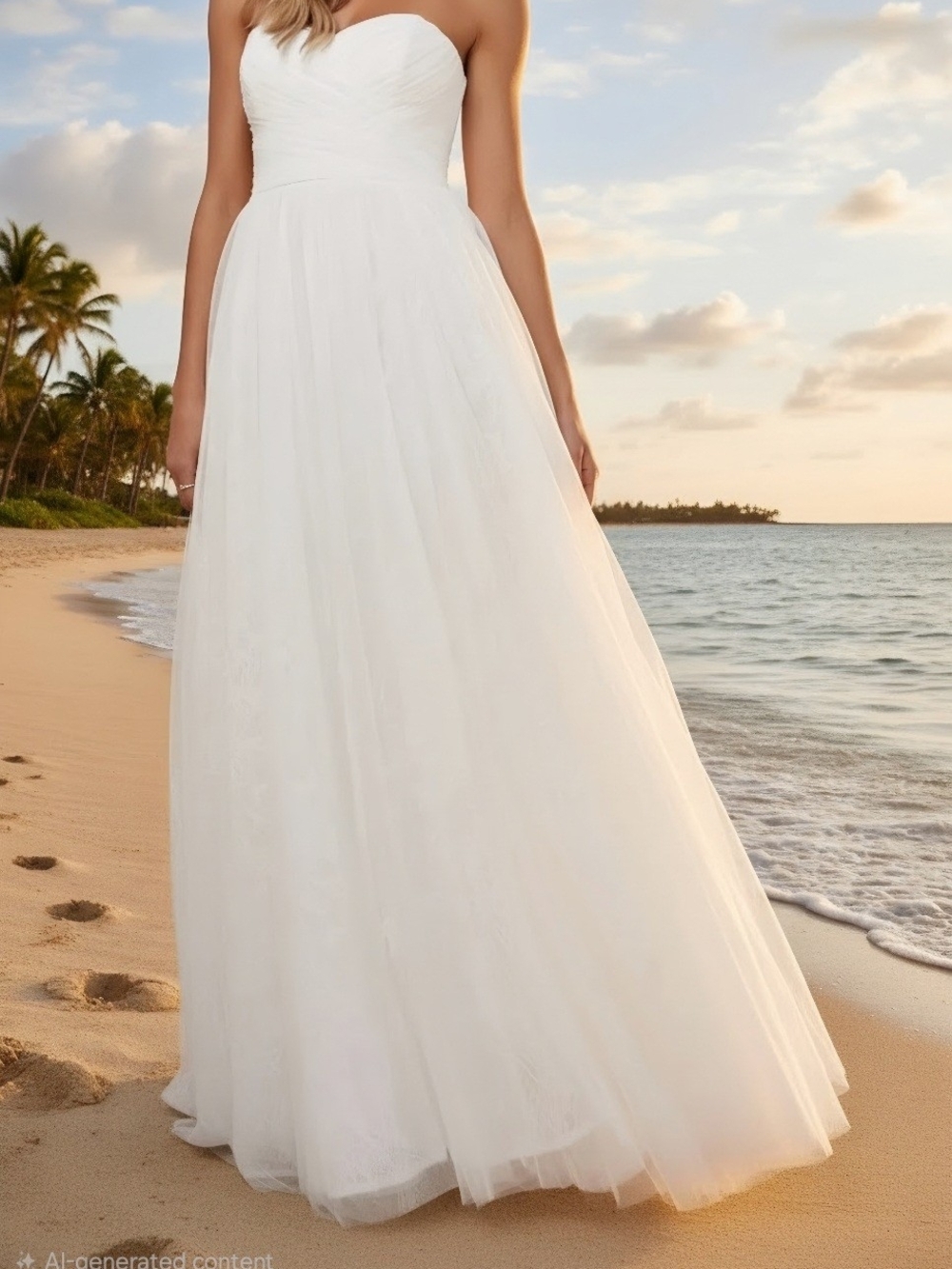 Lulu's Blissful Forever White Strapless Sweetheart A-Line Bridal Gown Size M Nwt